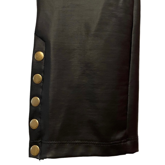 NEW Dex 1963 Black Grunge Punk Goth Biker Faux Leather Snap Ankle Luxe Leggings - Picture 4 of 7